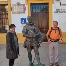 Marion and Tommy with General Miguel Oviedo in La Palma de Condado